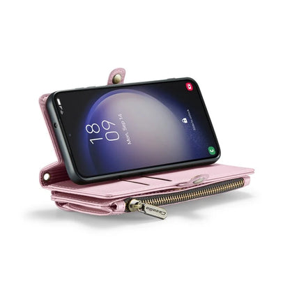 CASEME C36 Series For Samsung Galaxy S23 Case Zipper Leather Phone Cover with 7 Card Slots
