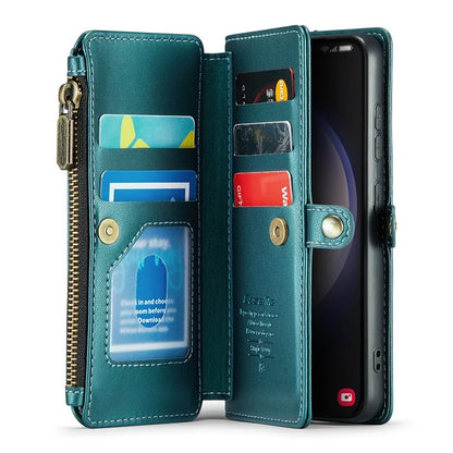 CASEME C36 Series For Samsung Galaxy S23 Case Zipper Leather Phone Cover with 7 Card Slots