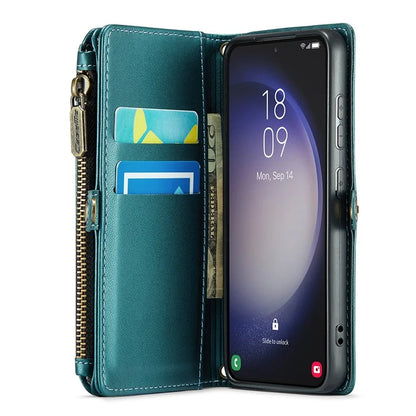 CASEME C36 Series For Samsung Galaxy S23 Case Zipper Leather Phone Cover with 7 Card Slots