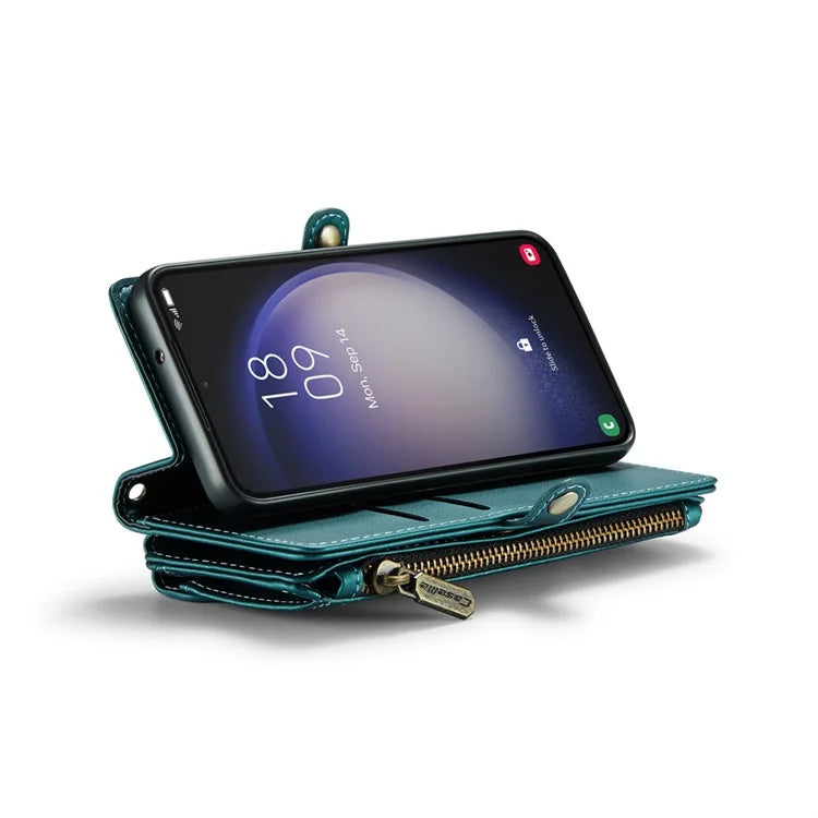 CASEME C36 Series For Samsung Galaxy S23 Case Zipper Leather Phone Cover with 7 Card Slots