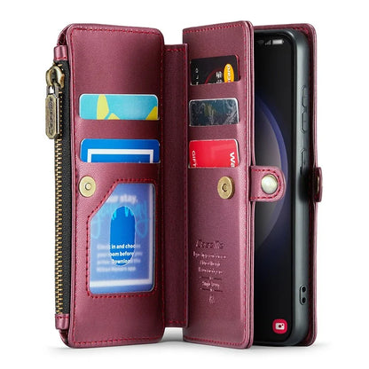 CASEME C36 Series For Samsung Galaxy S23 Case Zipper Leather Phone Cover with 7 Card Slots