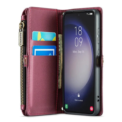 CASEME C36 Series For Samsung Galaxy S23 Case Zipper Leather Phone Cover with 7 Card Slots
