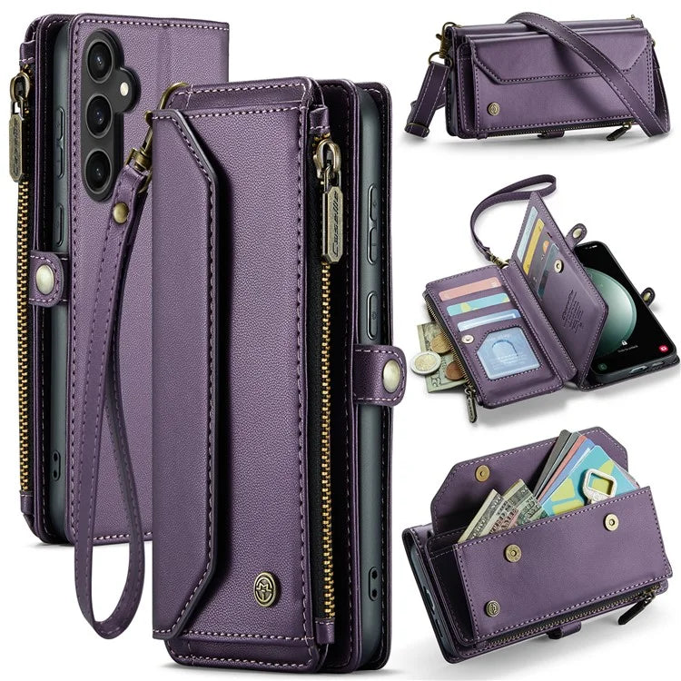 CASEME C36 Series For Samsung Galaxy S23 FE Case Phone Shoulder Bag Wallet Leather Cover