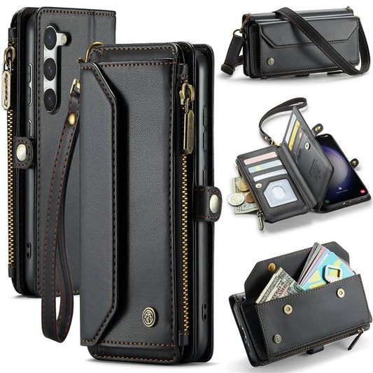 CASEME C36 Series For Samsung Galaxy S23+ Leather Case Phone Shoulder Bag Card Slots Zipper Pocket