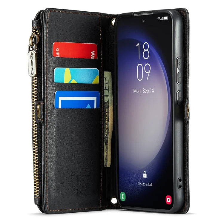 CASEME C36 Series For Samsung Galaxy S23+ Leather Case Phone Shoulder Bag Card Slots Zipper Pocket