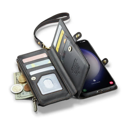 CASEME C36 Series For Samsung Galaxy S23+ Leather Case Phone Shoulder Bag Card Slots Zipper Pocket