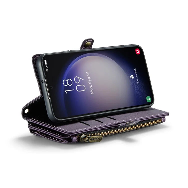 CASEME C36 Series For Samsung Galaxy S23+ Leather Case Phone Shoulder Bag Card Slots Zipper Pocket