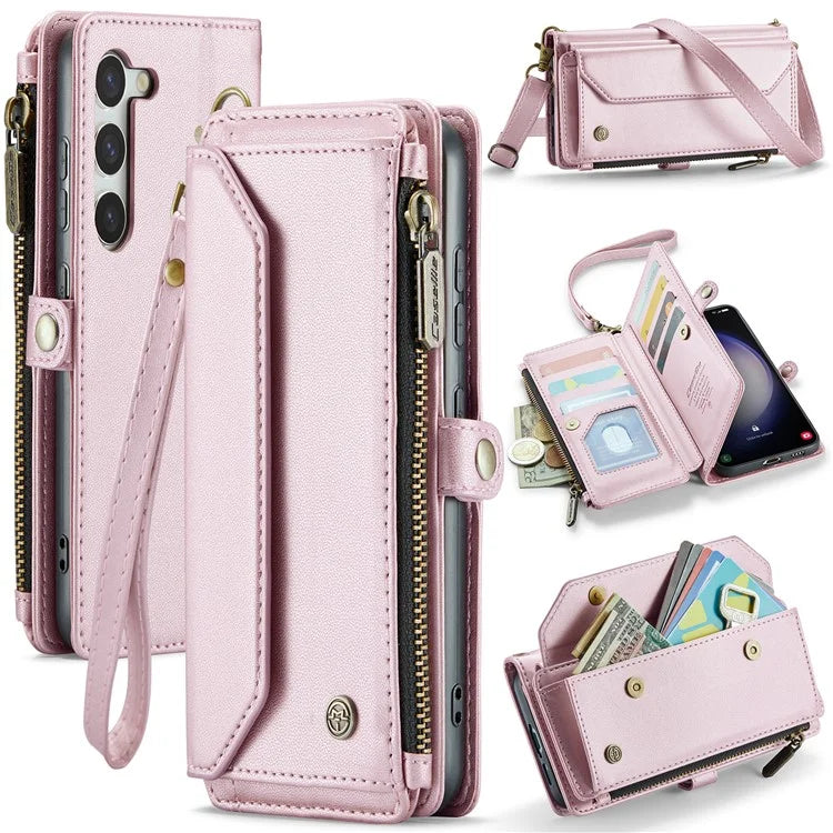 CASEME C36 Series For Samsung Galaxy S23+ Leather Case Phone Shoulder Bag Card Slots Zipper Pocket