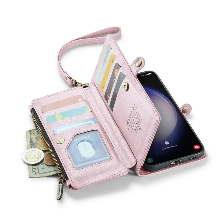 CASEME C36 Series For Samsung Galaxy S23+ Leather Case Phone Shoulder Bag Card Slots Zipper Pocket