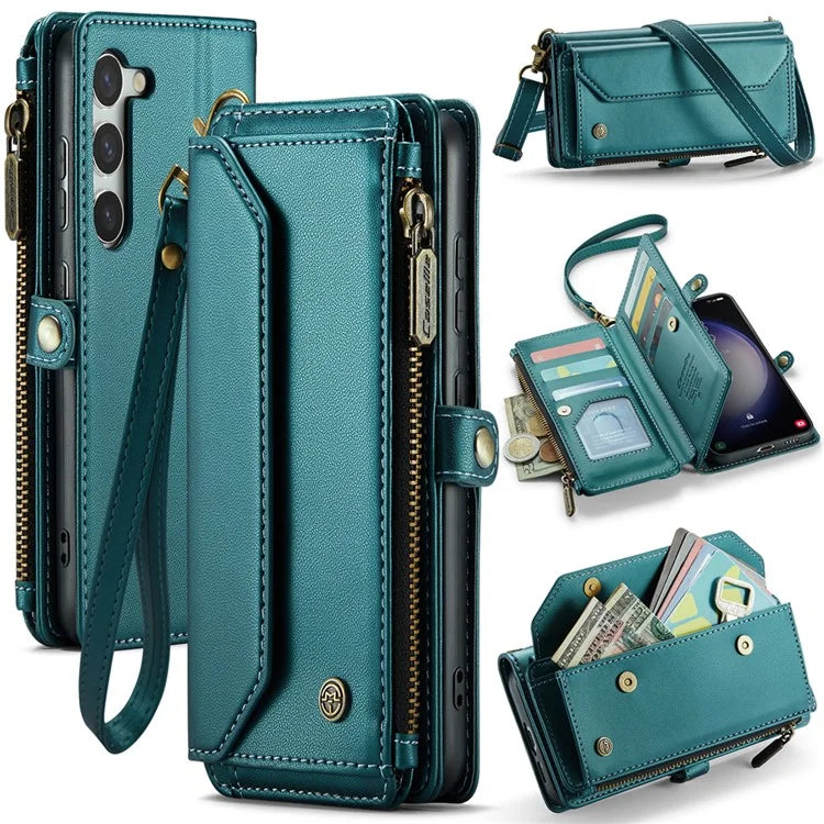 CASEME C36 Series For Samsung Galaxy S23+ Leather Case Phone Shoulder Bag Card Slots Zipper Pocket