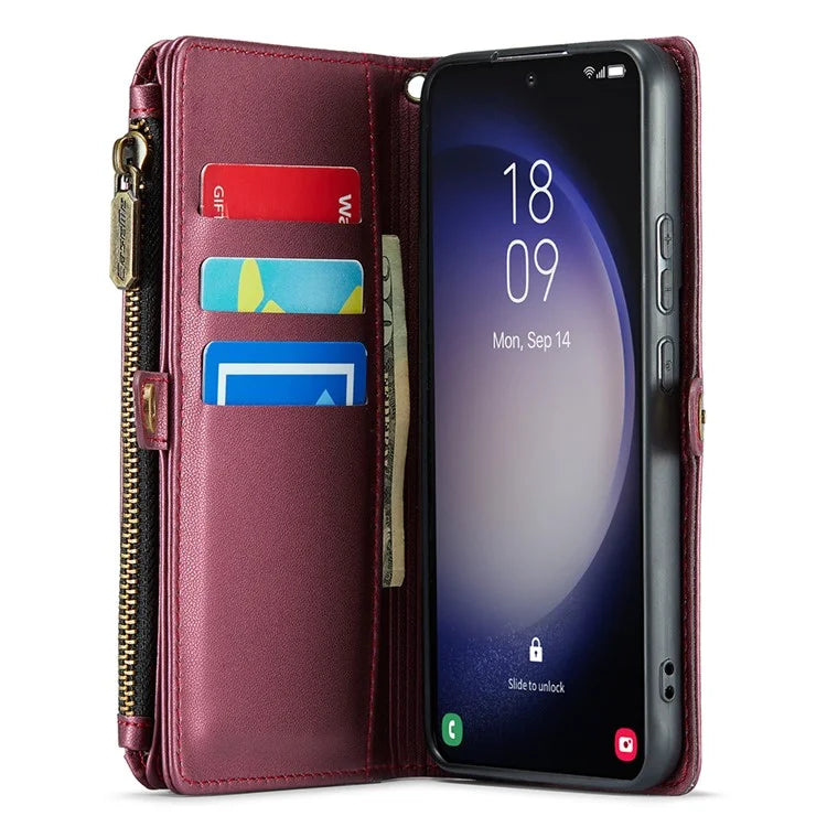 CASEME C36 Series For Samsung Galaxy S23+ Leather Case Phone Shoulder Bag Card Slots Zipper Pocket
