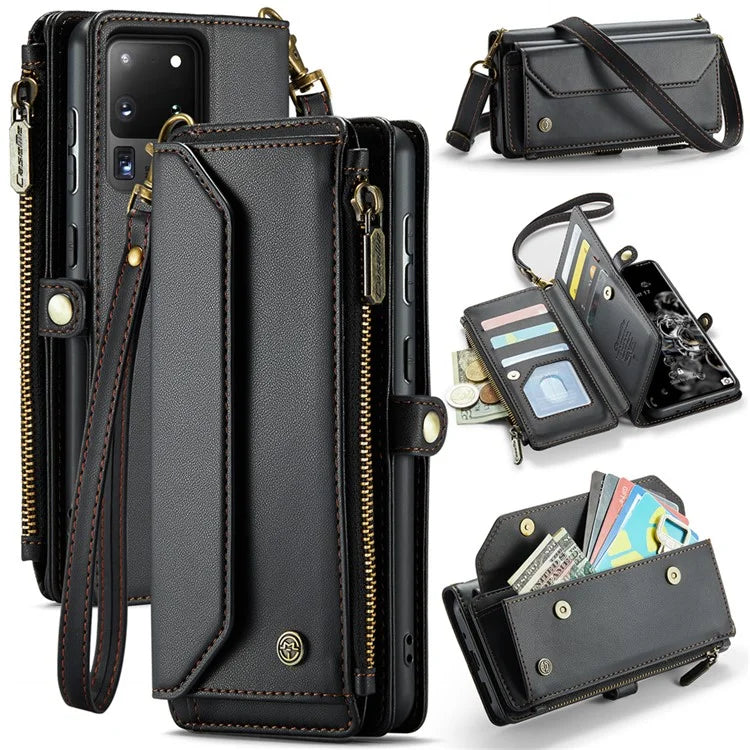 CASEME C36 Series For Samsung Galaxy S20 Ultra Case PU Leather Zipper Wallet Phone Cover