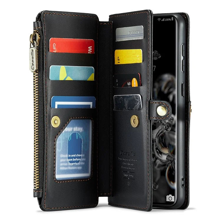 CASEME C36 Series For Samsung Galaxy S20 Ultra Case PU Leather Zipper Wallet Phone Cover