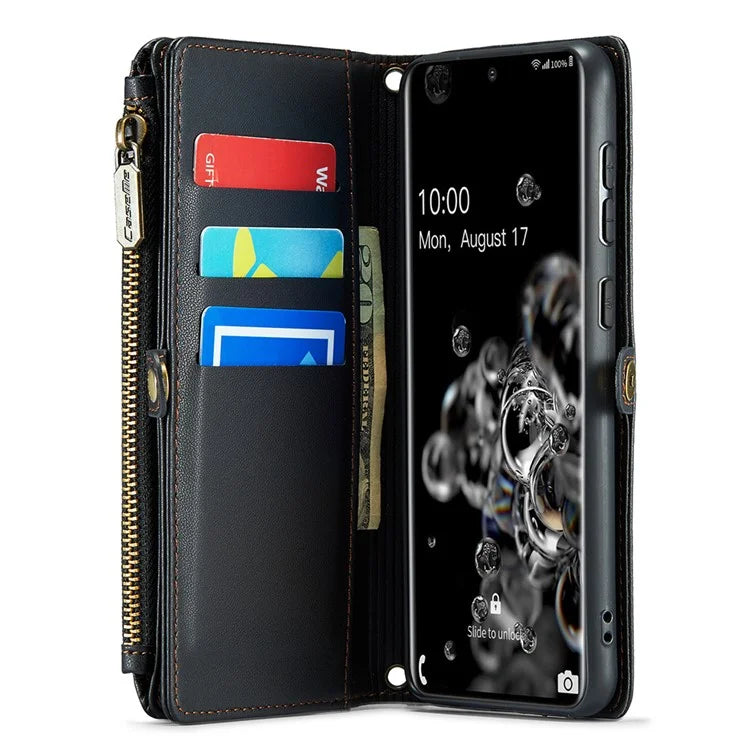 CASEME C36 Series For Samsung Galaxy S20 Ultra Case PU Leather Zipper Wallet Phone Cover