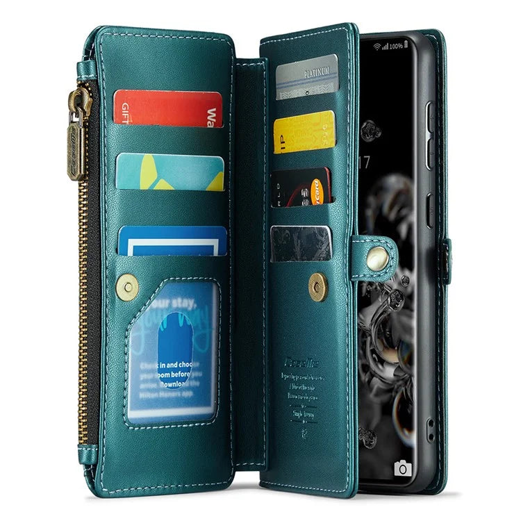 CASEME C36 Series For Samsung Galaxy S20 Ultra Case PU Leather Zipper Wallet Phone Cover