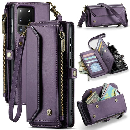 CASEME C36 Series For Samsung Galaxy S20 Ultra Case PU Leather Zipper Wallet Phone Cover