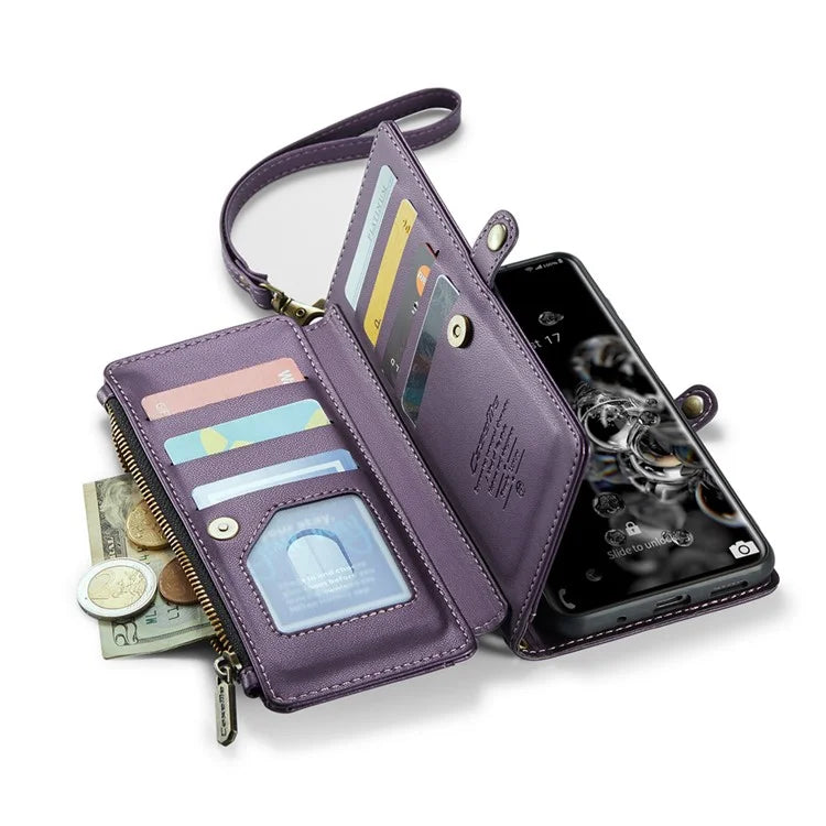 CASEME C36 Series For Samsung Galaxy S20 Ultra Case PU Leather Zipper Wallet Phone Cover