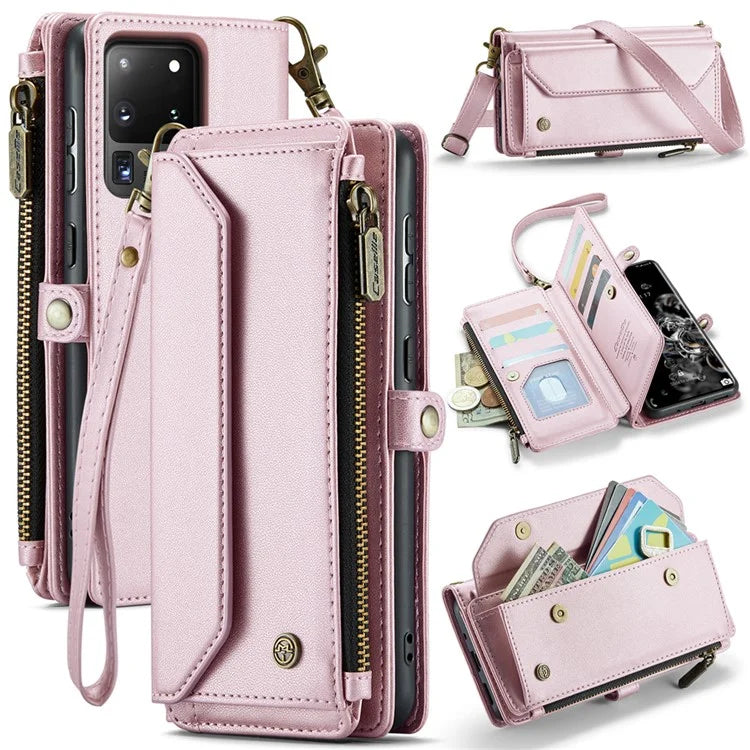 CASEME C36 Series For Samsung Galaxy S20 Ultra Case PU Leather Zipper Wallet Phone Cover