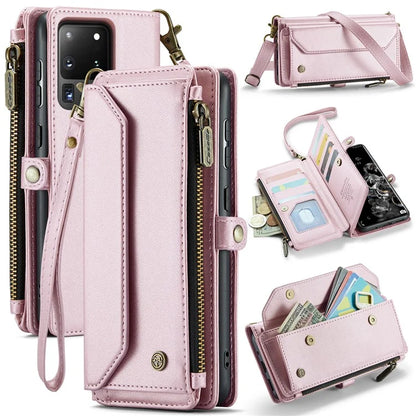 CASEME C36 Series For Samsung Galaxy S20 Ultra Case PU Leather Zipper Wallet Phone Cover
