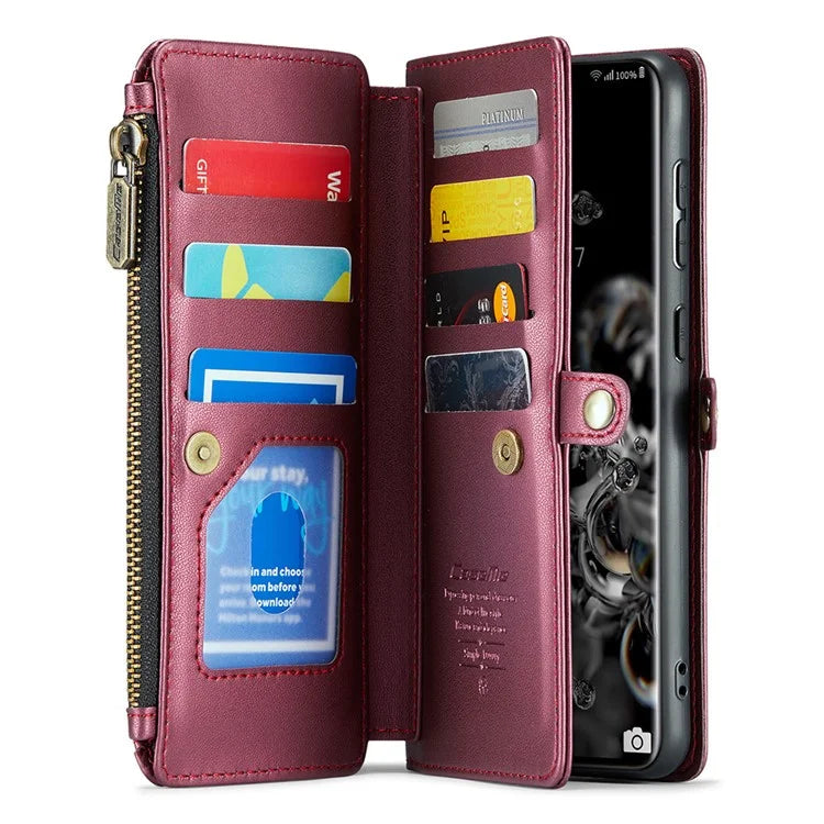 CASEME C36 Series For Samsung Galaxy S20 Ultra Case PU Leather Zipper Wallet Phone Cover