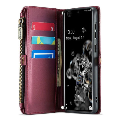 CASEME C36 Series For Samsung Galaxy S20 Ultra Case PU Leather Zipper Wallet Phone Cover