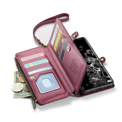 CASEME C36 Series For Samsung Galaxy S20 Ultra Case PU Leather Zipper Wallet Phone Cover
