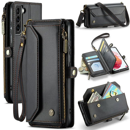 CASEME C36 Series For Samsung Galaxy S21 5G / 4G Case RFID Blocking Leather Phone Shoulder Bag