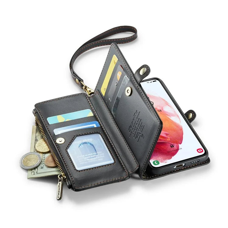 CASEME C36 Series For Samsung Galaxy S21 5G / 4G Case RFID Blocking Leather Phone Shoulder Bag
