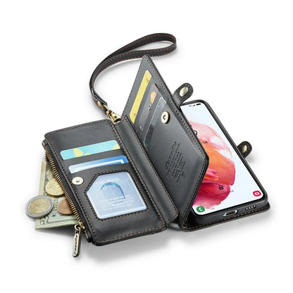 CASEME C36 Series For Samsung Galaxy S21 5G / 4G Case RFID Blocking Leather Phone Shoulder Bag