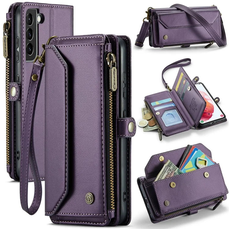 CASEME C36 Series For Samsung Galaxy S21 5G / 4G Case RFID Blocking Leather Phone Shoulder Bag