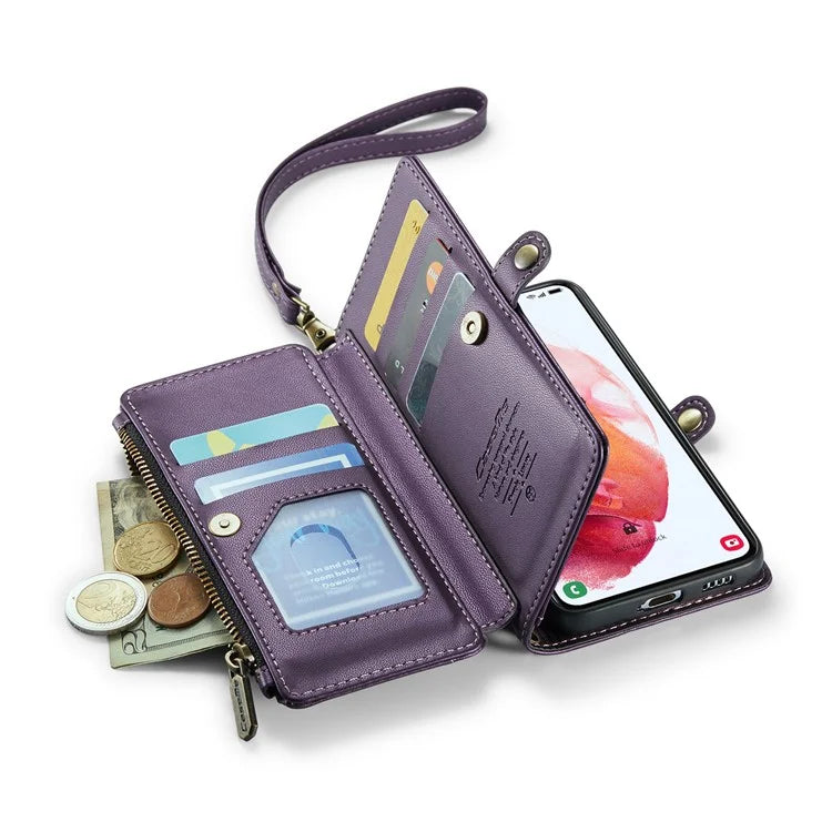 CASEME C36 Series For Samsung Galaxy S21 5G / 4G Case RFID Blocking Leather Phone Shoulder Bag