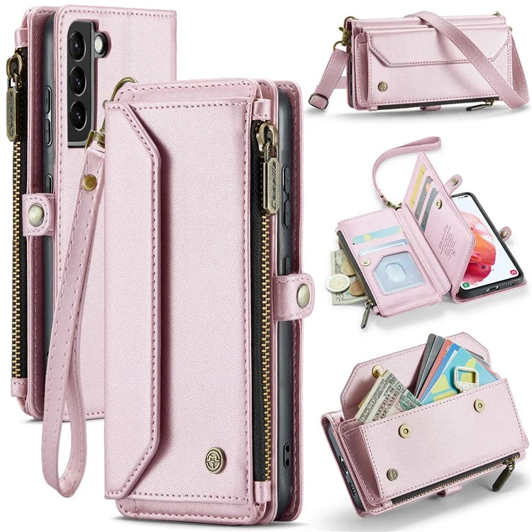 CASEME C36 Series For Samsung Galaxy S21 5G / 4G Case RFID Blocking Leather Phone Shoulder Bag