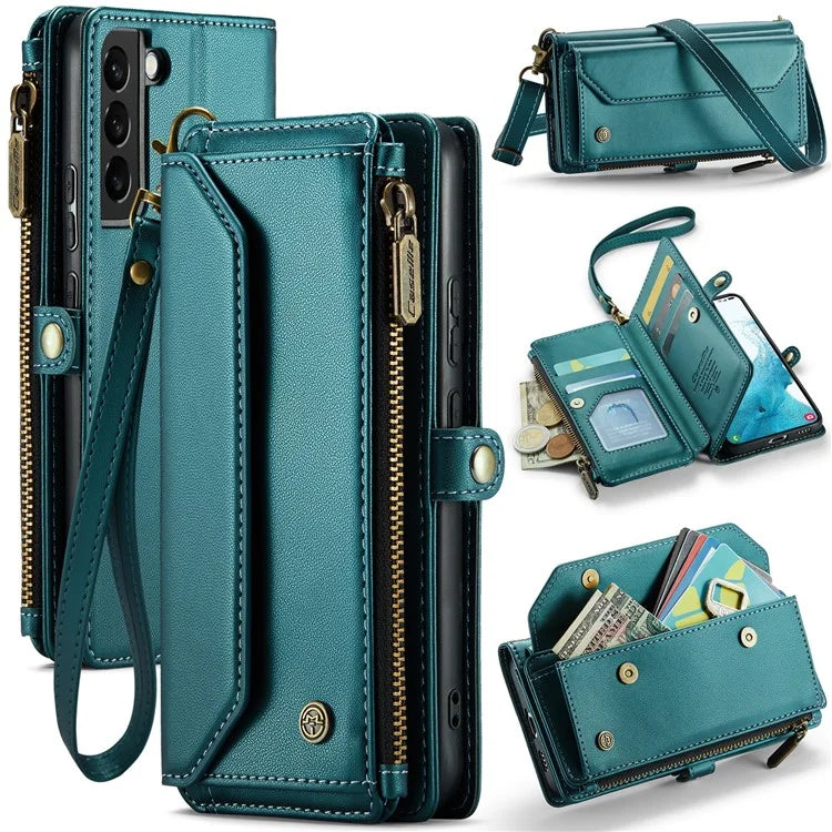 CASEME C36 Series For Samsung Galaxy S21 5G / 4G Case RFID Blocking Leather Phone Shoulder Bag