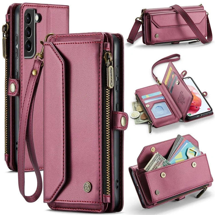 CASEME C36 Series For Samsung Galaxy S21 5G / 4G Case RFID Blocking Leather Phone Shoulder Bag