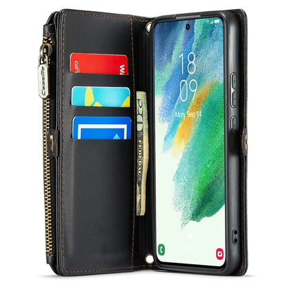 CASEME C36 Series For Samsung Galaxy S21 FE 5G Case 10 Card Slots Zipper Wallet Phone Leather Cover