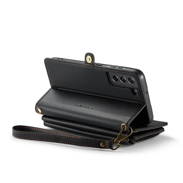 CASEME C36 Series For Samsung Galaxy S21 FE 5G Case 10 Card Slots Zipper Wallet Phone Leather Cover