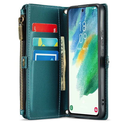 CASEME C36 Series For Samsung Galaxy S21 FE 5G Case 10 Card Slots Zipper Wallet Phone Leather Cover