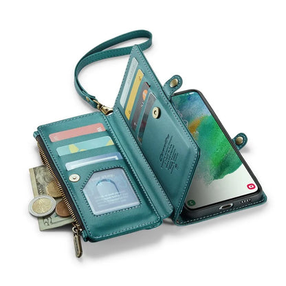 CASEME C36 Series For Samsung Galaxy S21 FE 5G Case 10 Card Slots Zipper Wallet Phone Leather Cover
