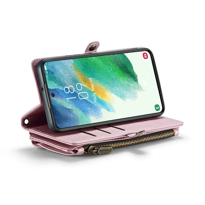 CASEME C36 Series For Samsung Galaxy S21 FE 5G Case 10 Card Slots Zipper Wallet Phone Leather Cover