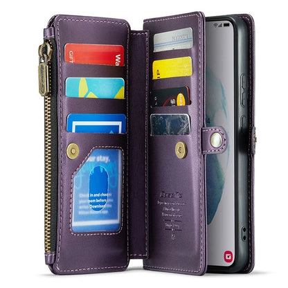CASEME C36 Series For Samsung Galaxy S21+ 5G Case 10 Card Slots Leather Phone Bag with 2 Straps