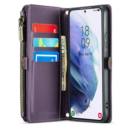 CASEME C36 Series For Samsung Galaxy S21+ 5G Case 10 Card Slots Leather Phone Bag with 2 Straps