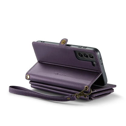 CASEME C36 Series For Samsung Galaxy S21+ 5G Case 10 Card Slots Leather Phone Bag with 2 Straps