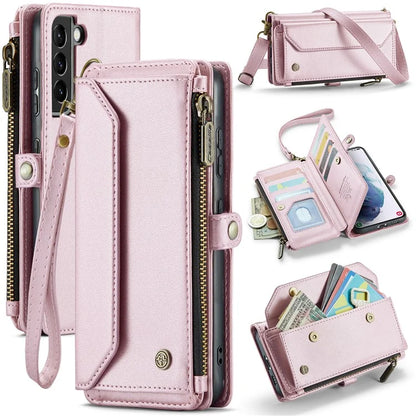 CASEME C36 Series For Samsung Galaxy S21+ 5G Case 10 Card Slots Leather Phone Bag with 2 Straps