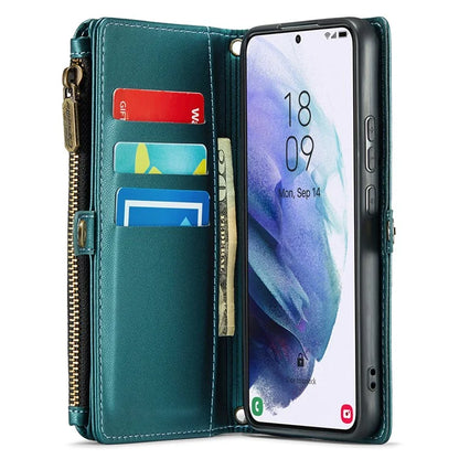 CASEME C36 Series For Samsung Galaxy S21+ 5G Case 10 Card Slots Leather Phone Bag with 2 Straps