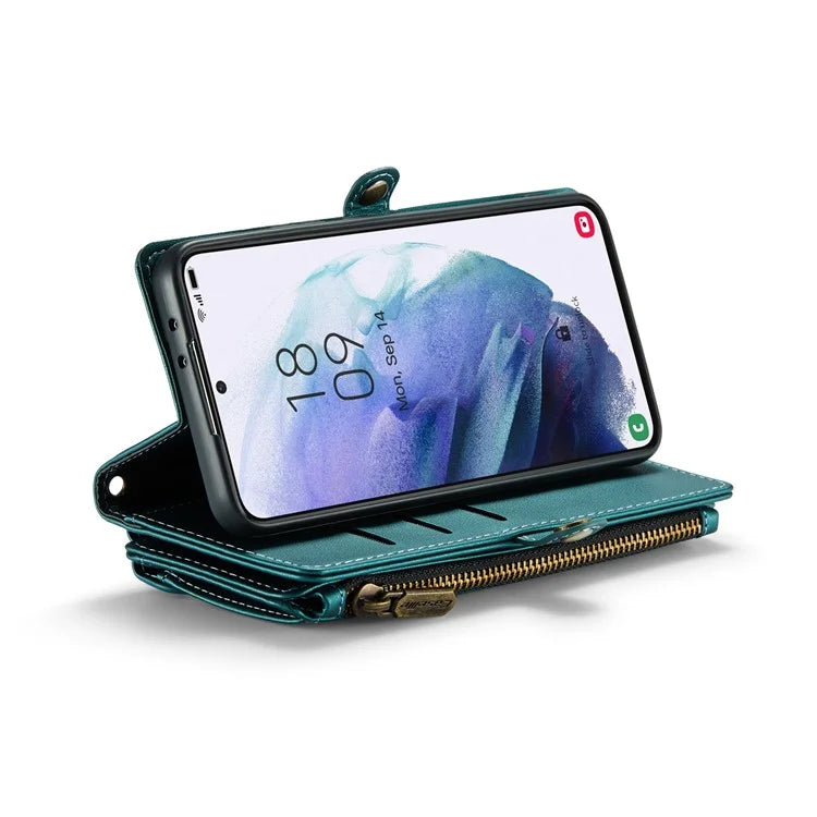 CASEME C36 Series For Samsung Galaxy S21+ 5G Case 10 Card Slots Leather Phone Bag with 2 Straps