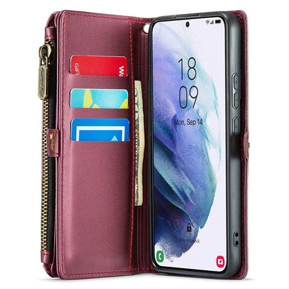 CASEME C36 Series For Samsung Galaxy S21+ 5G Case 10 Card Slots Leather Phone Bag with 2 Straps