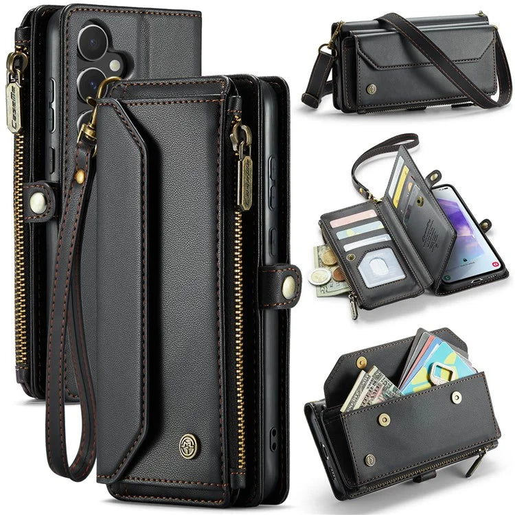 CASEME C36 Series For Samsung Galaxy A55 5G Case PU Leather Phone Purse Bag