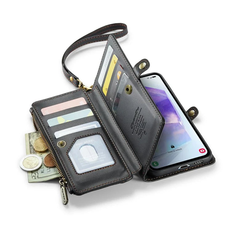CASEME C36 Series For Samsung Galaxy A55 5G Case PU Leather Phone Purse Bag