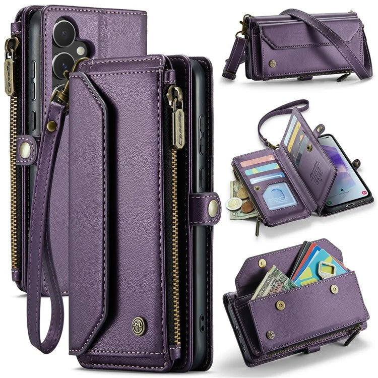 CASEME C36 Series For Samsung Galaxy A55 5G Case PU Leather Phone Purse Bag