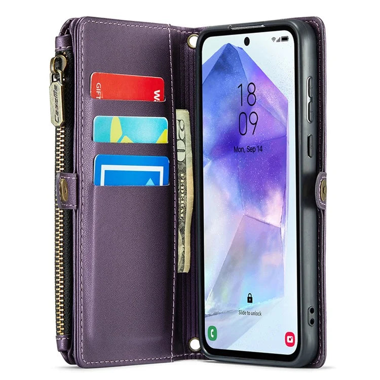 CASEME C36 Series For Samsung Galaxy A55 5G Case PU Leather Phone Purse Bag